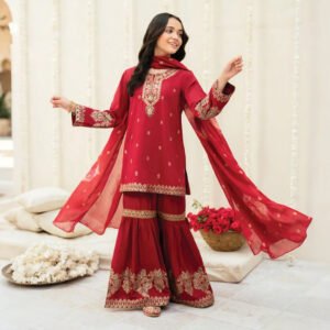 kingshuk - Gold Printed Kids Gharara Suit