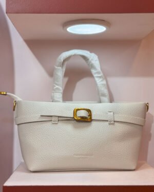 Women's Off White PU Leather Handbag
