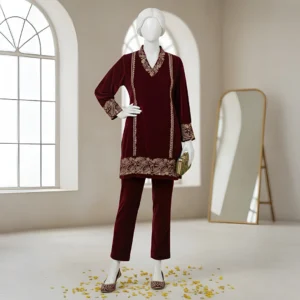 Maroon - Luxury Velvet Winter Co-Ord Set